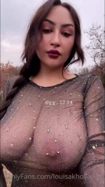 Busty Brunette Louisa Khovanski - Big natural tits outdoors - boob play compilation on extrabigboobs.com